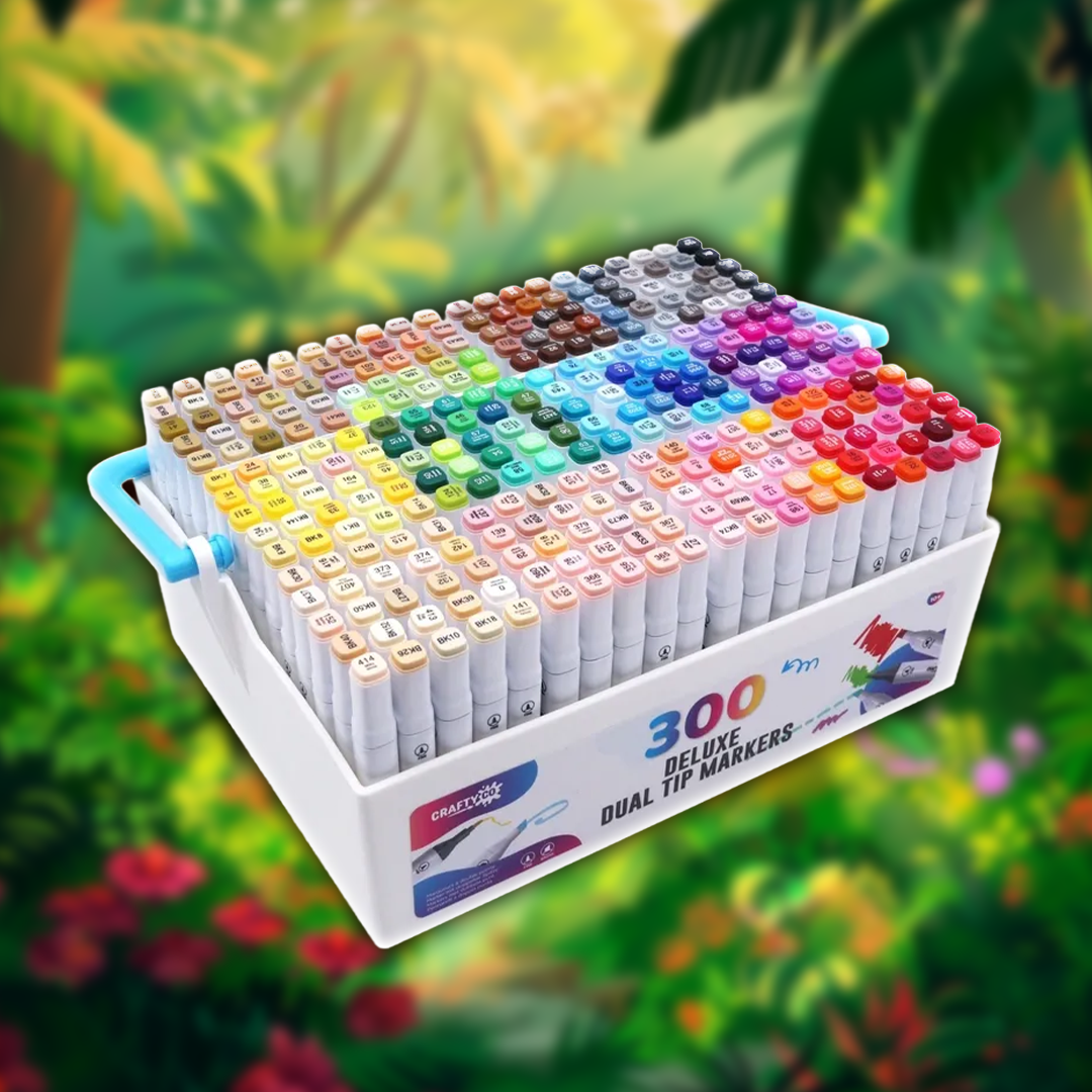 Crafty Co. Professional Dual Tip Alcohol Markers Set with Carry Case 300 Colours Worth £50